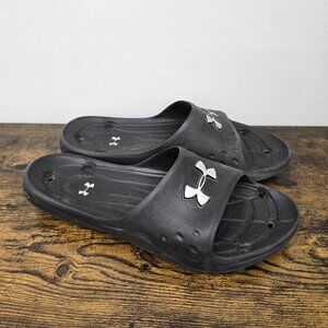 Under Armour Men's Locker Slides Sandals Slip On Size 12 Black Shower Beach